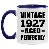97th Birthday Vintage 1927 Aged Perfectly - 11oz Accent Mug Purple