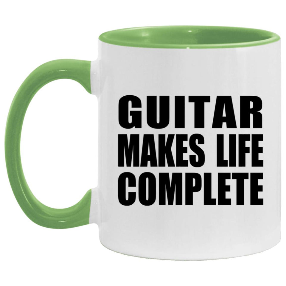Guitar Makes Life Complete - 11oz Accent Mug Green
