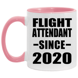 Flight Attendant Since 2020 - 11oz Accent Mug Pink