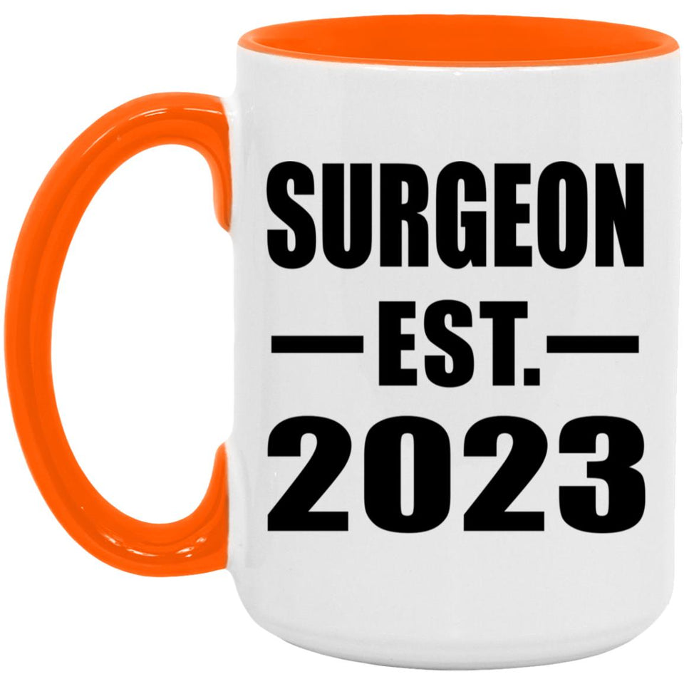 Surgeon Established EST. 2023 - 15oz Accent Mug Orange