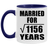 34th Anniversary Married For Square Root of 1156 Years - 11oz Accent Mug Purple