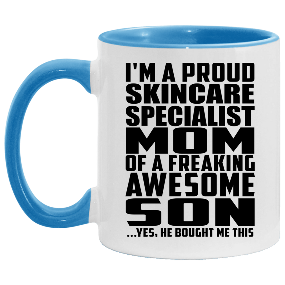 Proud Skincare Specialist Mom Of Awesome Son - 11oz Accent Mug Blue