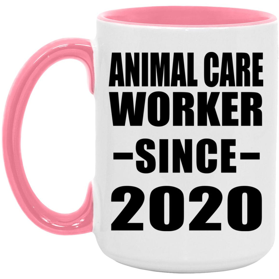 Animal Care Worker Since 2020 - 15oz Accent Mug Pink