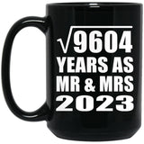 98th Anniversary Square Root of 9604 Years As Mr & Mrs 2023 - 15oz Coffee Mug Black