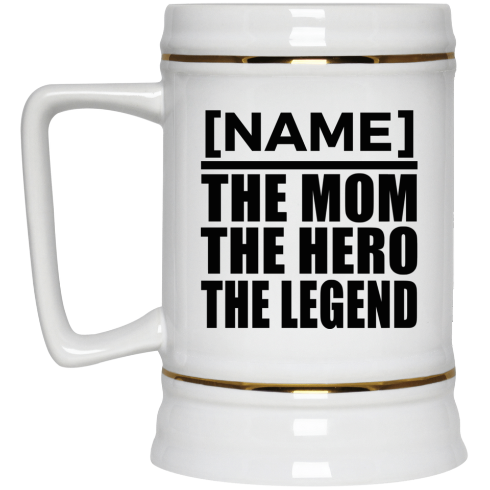[CC] Personalized Gift, Name The Mom Hero Legend - Beer Stein