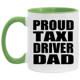 Proud Taxi Driver Dad - 11oz Accent Mug Green
