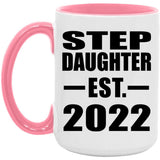 Step Daughter Established EST. 2022 - 15oz Accent Mug Pink