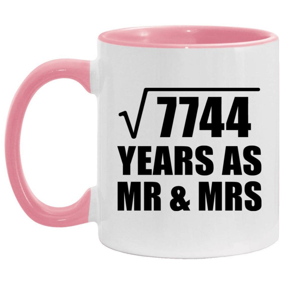 88th Anniversary Square Root of 7744 Years As Mr & Mrs - 11oz Accent Mug Pink