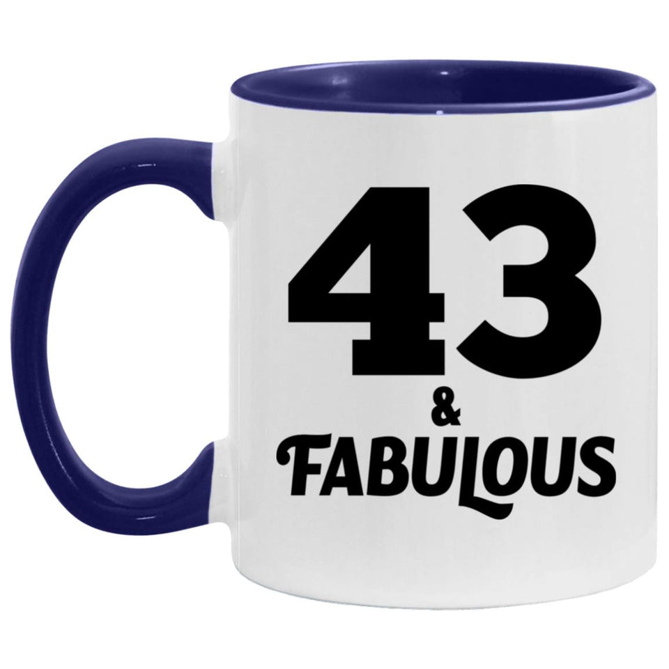 43rd Birthday 43 & Fabulous - 11oz Accent Mug Purple