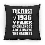 44th Birthday Square Root of 1936 Years of Childhood - Throw Pillow Black