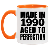 34th Birthday Made In 1990 Aged to Perfection - 11oz Accent Mug Orange