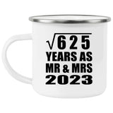 25th Anniversary Square Root of 625 Years As Mr & Mrs 2023 - 12oz Camping Mug