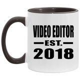 Video Editor Established EST. 2018 - 11oz Accent Mug Black