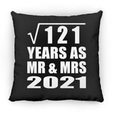 11th Anniversary Square Root of 121 Years As Mr & Mrs 2021 - Throw Pillow Black