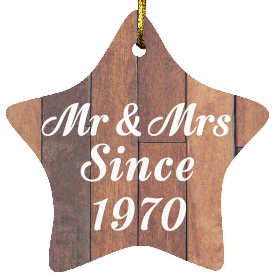 54th Anniversary Mr & Mrs Since 1970 - Star Ornament E