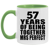 57th Anniversary 57 Years Of Being Mrs Perfect - 11oz Accent Mug Green