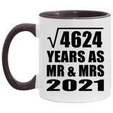 68th Anniversary Square Root of 4624 Years As Mr & Mrs 2021 - 11oz Accent Mug Black