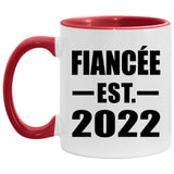 Fiancee Established EST. 2022 - 11oz Accent Mug Red