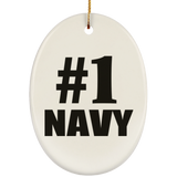 Number One #1 Navy - Oval Ornament