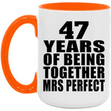 47th Anniversary 47 Years Of Being Mrs Perfect - 15oz Accent Mug Orange