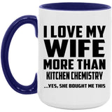 I Love My Wife More Than Kitchen Chemistry - 15oz Accent Mug Purple