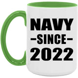 Navy Since 2022 - 15oz Accent Mug Green