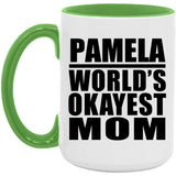 Pamela World's Okayest Mom - 15oz Accent Mug Green