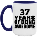 37th Birthday 37 Years Of Being Awesome - 15oz Accent Mug Purple