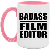 Badass Film Editor - 15oz Accent Mug Pink