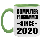 Computer Programmer Since 2020 - 11oz Accent Mug Green