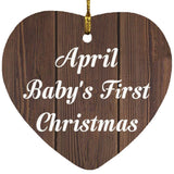 April Baby's First Christmas - Heart Ornament D