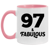 97th Birthday 97 & Fabulous - 11oz Accent Mug Pink