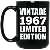 57th Birthday Vintage 1967 Limited Edition - 15oz Coffee Mug Black