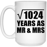 32nd Anniversary Square Root of 1024 Years As Mr & Mrs - 15oz Coffee Mug
