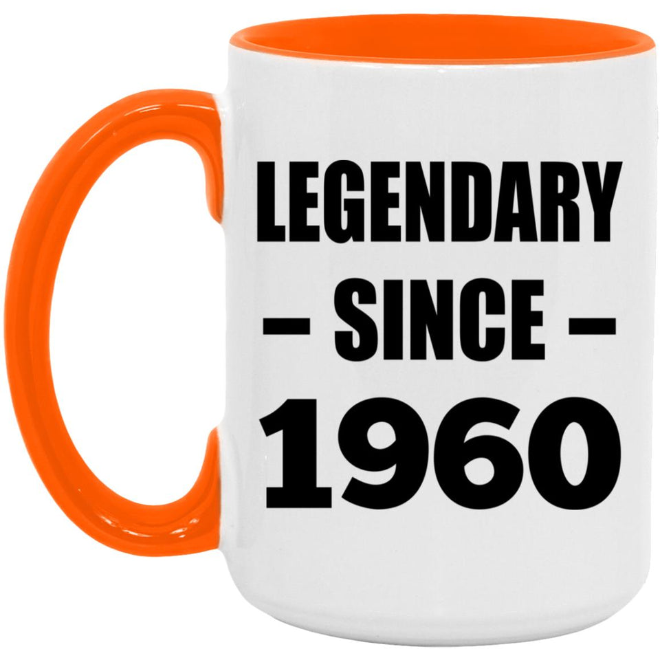 64th Birthday Legendary Since 1960 - 15oz Accent Mug Orange