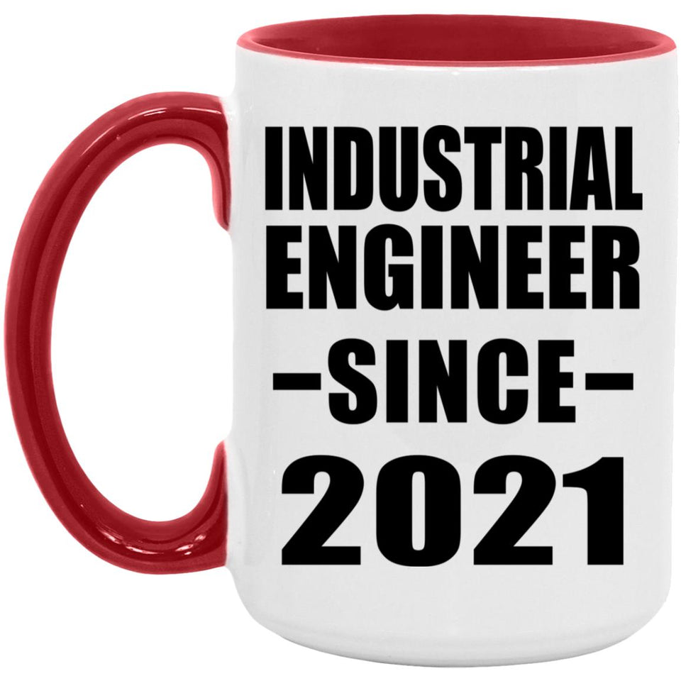 Industrial Engineer Since 2021 - 15oz Accent Mug Red