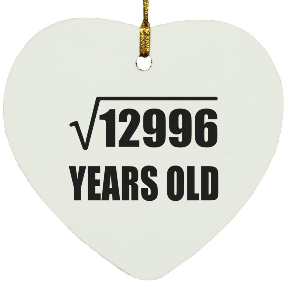 114th Birthday Square Root of 12996 Years Old - Heart Ornament
