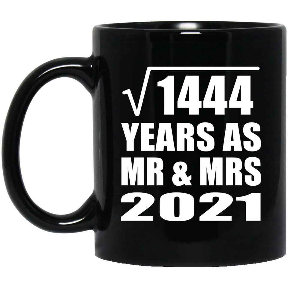 38th Anniversary Square Root of 1444 Years As Mr & Mrs 2021 - 11oz Coffee Mug Black