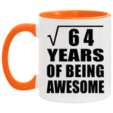 8th Birthday Square Root of 64 Years of Being Awesome - 11oz Accent Mug Orange