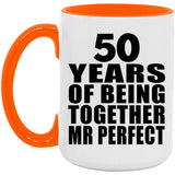 50th Anniversary 50 Years Of Being Mr Perfect - 15oz Accent Mug Orange