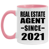 Real Estate Agent Since 2021 - 11oz Accent Mug Pink