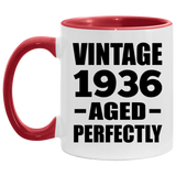 88th Birthday Vintage 1936 Aged Perfectly - 11oz Accent Mug Red