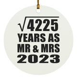 65th Anniversary Square Root of 4225 Years As Mr & Mrs 2023 - Circle Ornament