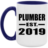 Plumber Established EST. 2019 - 15oz Accent Mug Purple