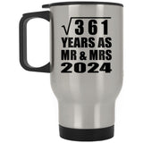 19th Anniversary Square Root of 361 Years As Mr & Mrs 2024 - Silver Travel Mug