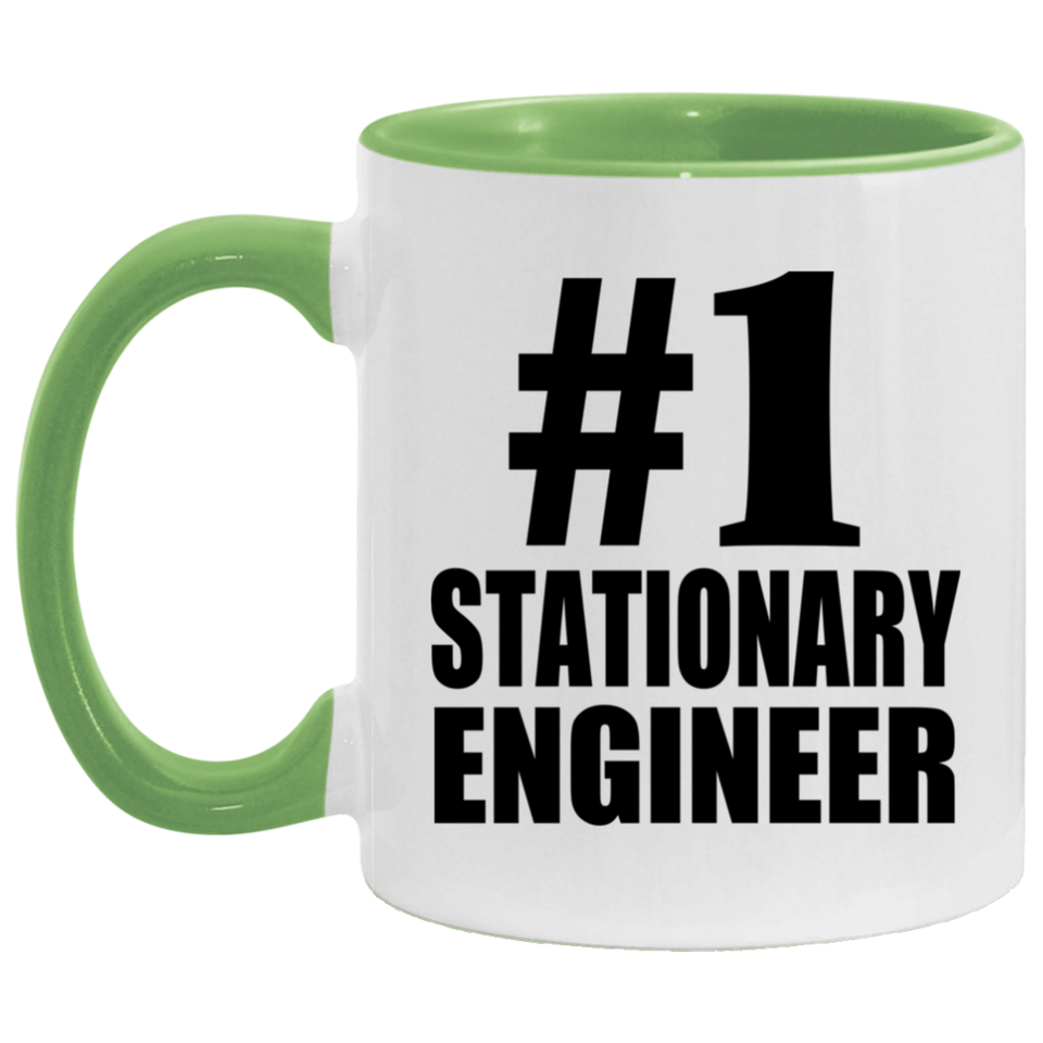 Number One #1 Stationary Engineer - 11oz Accent Mug Green