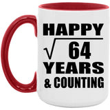 Happy 8th Anniversary Square Root of 64 Years & Counting - 15oz Accent Mug Red