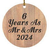6 Years As Mr & Mrs 2024 - Circle Ornament C