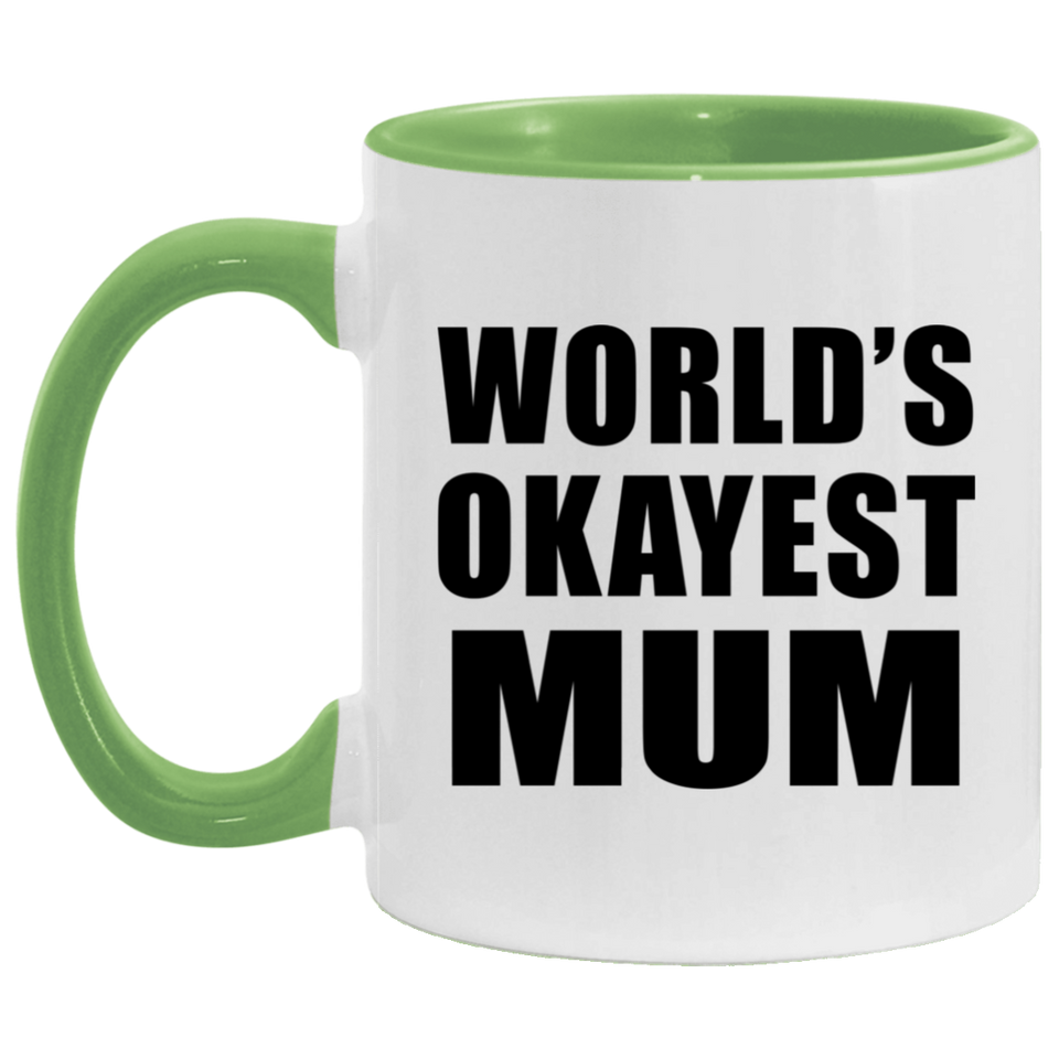 World's Okayest Mum - 11oz Accent Mug Green