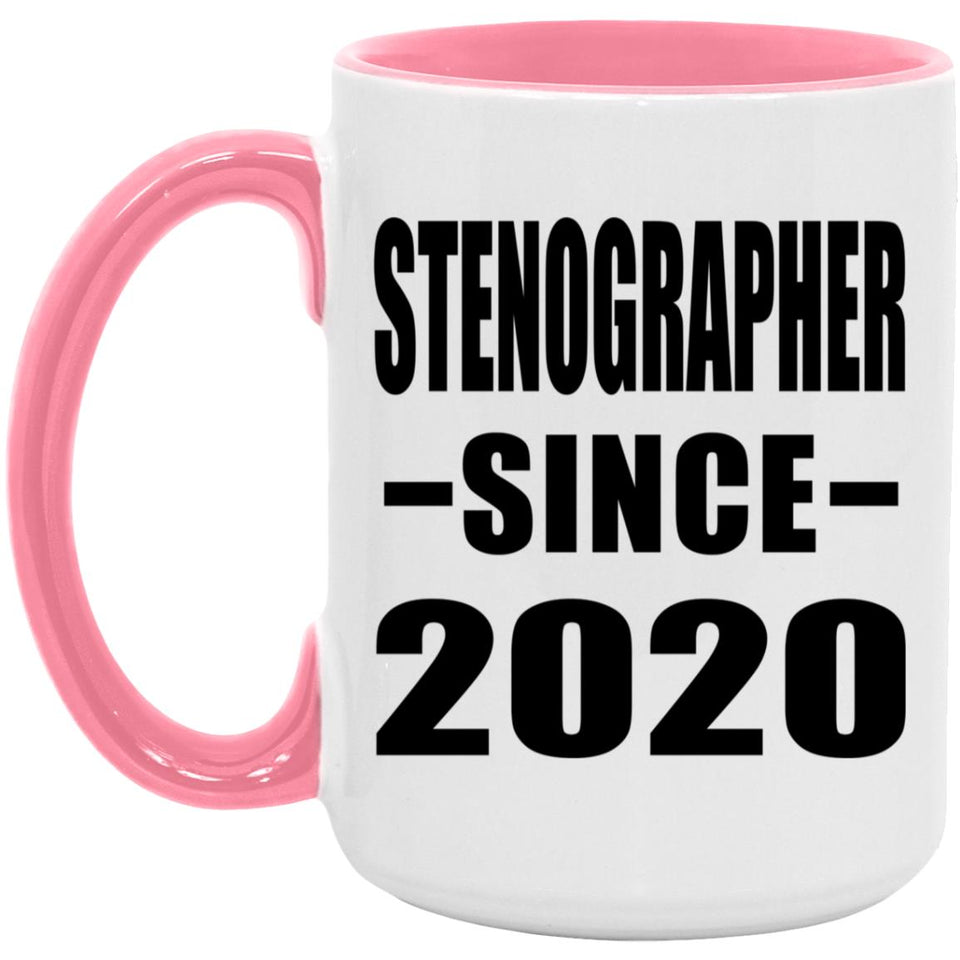 Stenographer Since 2020 - 15oz Accent Mug Pink